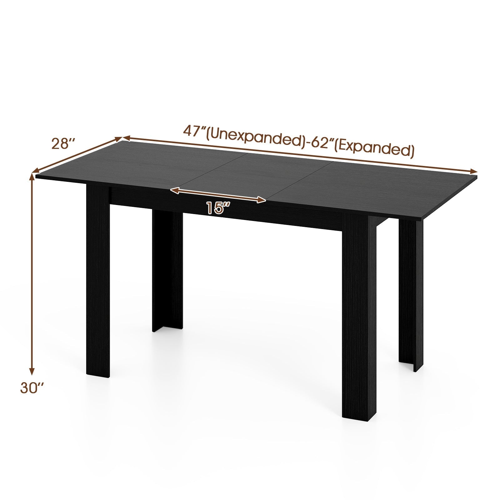 Extendable Dining Table for 4-8 People 47"-62" Large Rectangular Kitchen Table