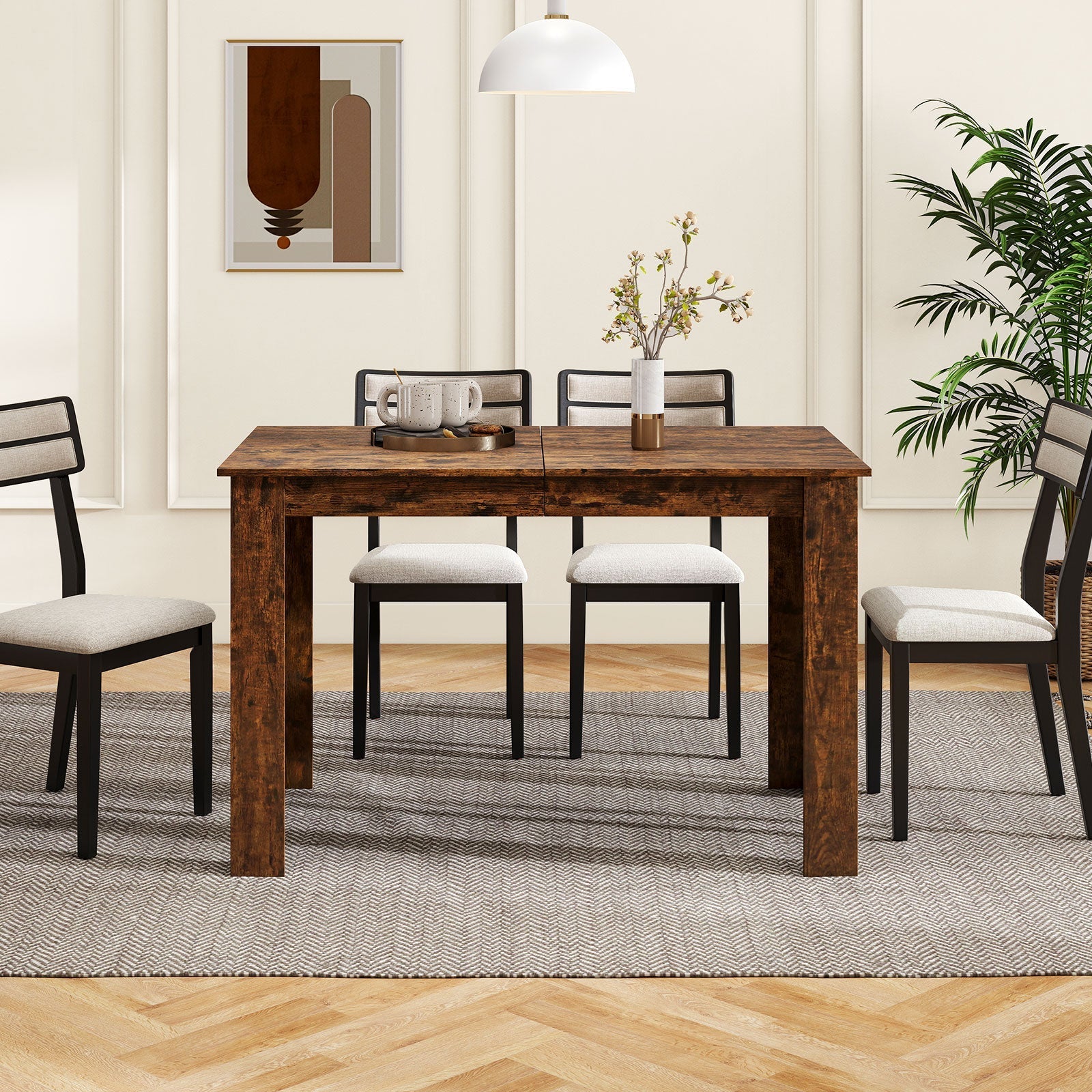 Extendable Dining Table for 4-8 People 47"-62" Large Rectangular Kitchen Table