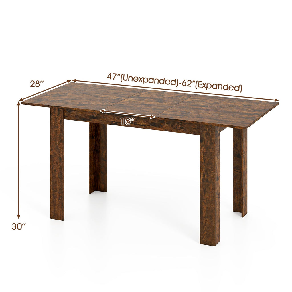 Extendable Dining Table for 4-8 People 47"-62" Large Rectangular Kitchen Table
