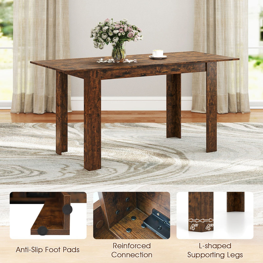 Extendable Dining Table for 4-8 People 47"-62" Large Rectangular Kitchen Table