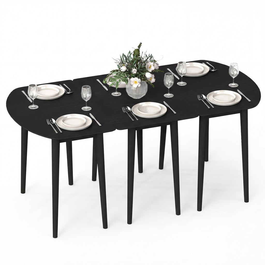 Extendable Dining Table Set with 2 Half-Round and 1 Rectangular Tables