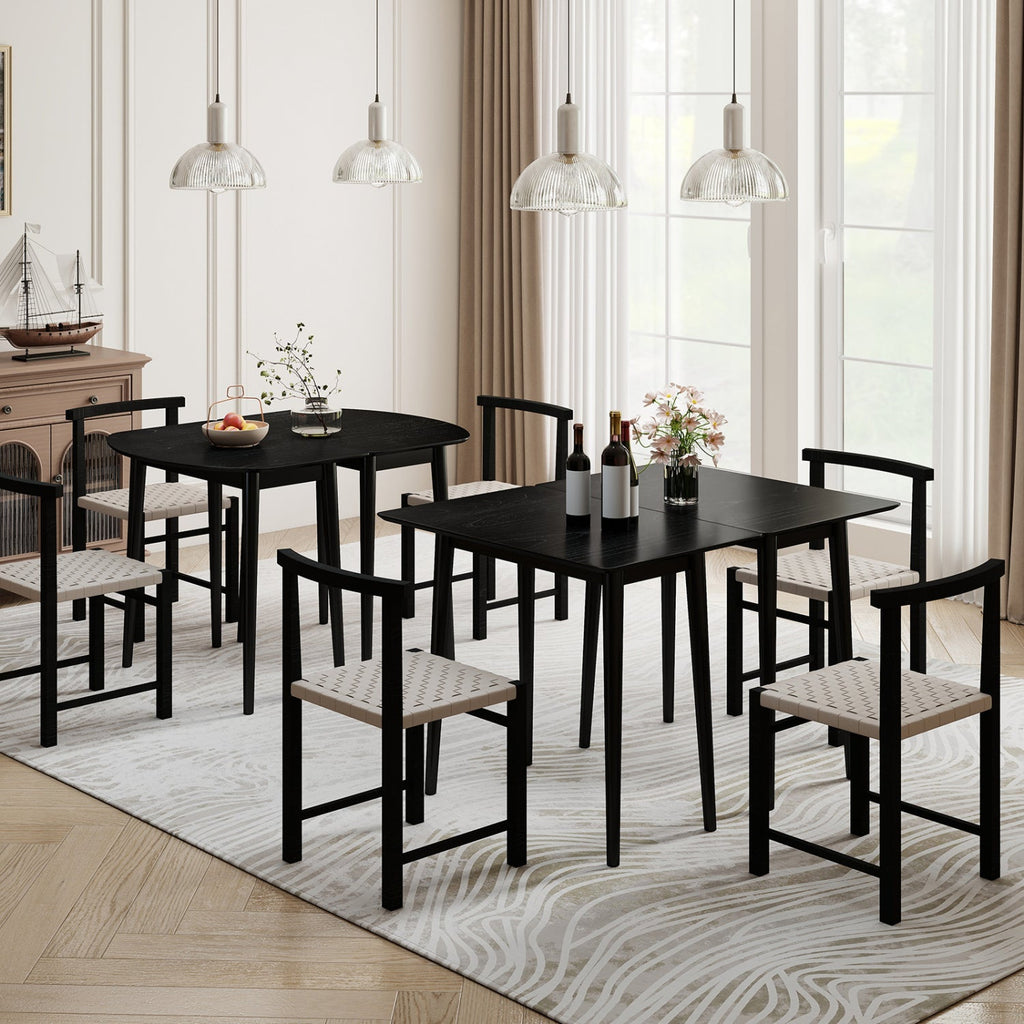 Extendable Dining Table Set with 2 Half-Round and 1 Rectangular Tables