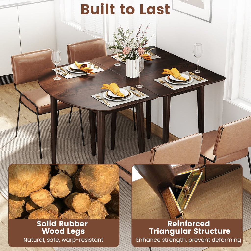 Extendable Oval Dining Table Set with 2 Half-Round Tables for 4-6 People