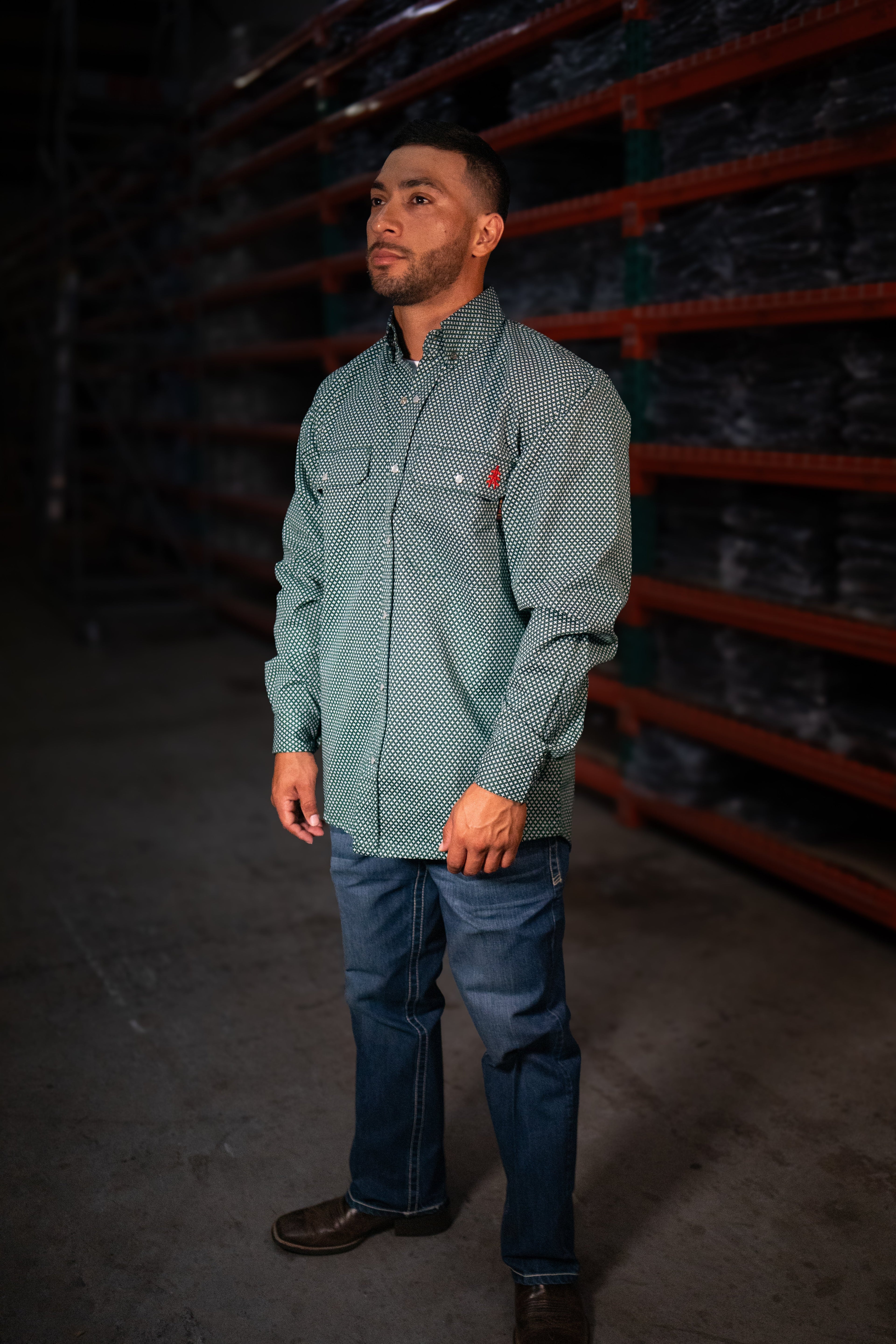 FR Pearl Snap Work Shirt - Gunner Green
