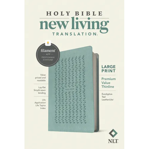 NLT Large Print Premium Value Thinline Bible, Filament Enabled (Leatherlike, Eucalyptus Teal) - Imitation Leather