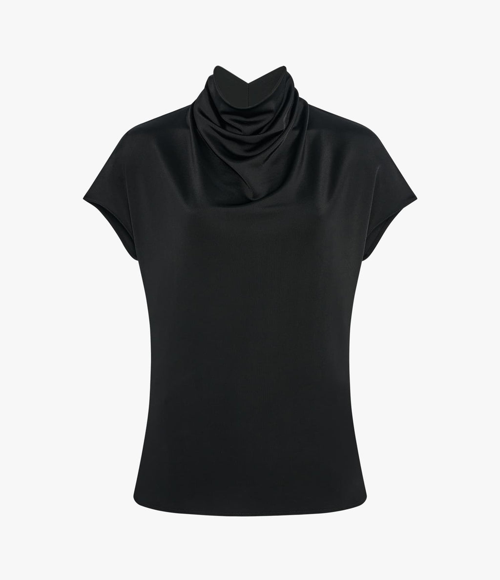 Fluid Cowl Neck Top | Black