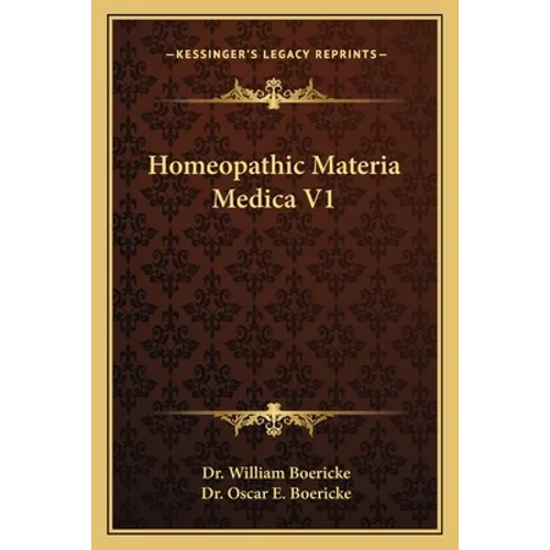 Homeopathic Materia Medica V1 - Paperback