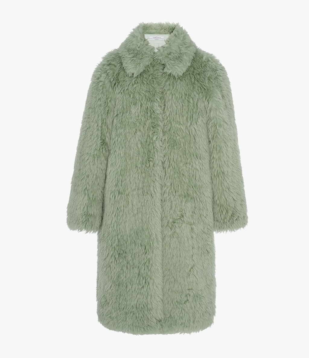 Fur Balmacaan | Celadon