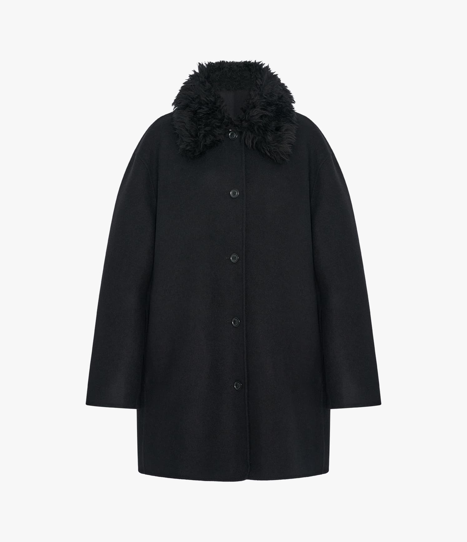 Fur Collar Balmacaan | Black