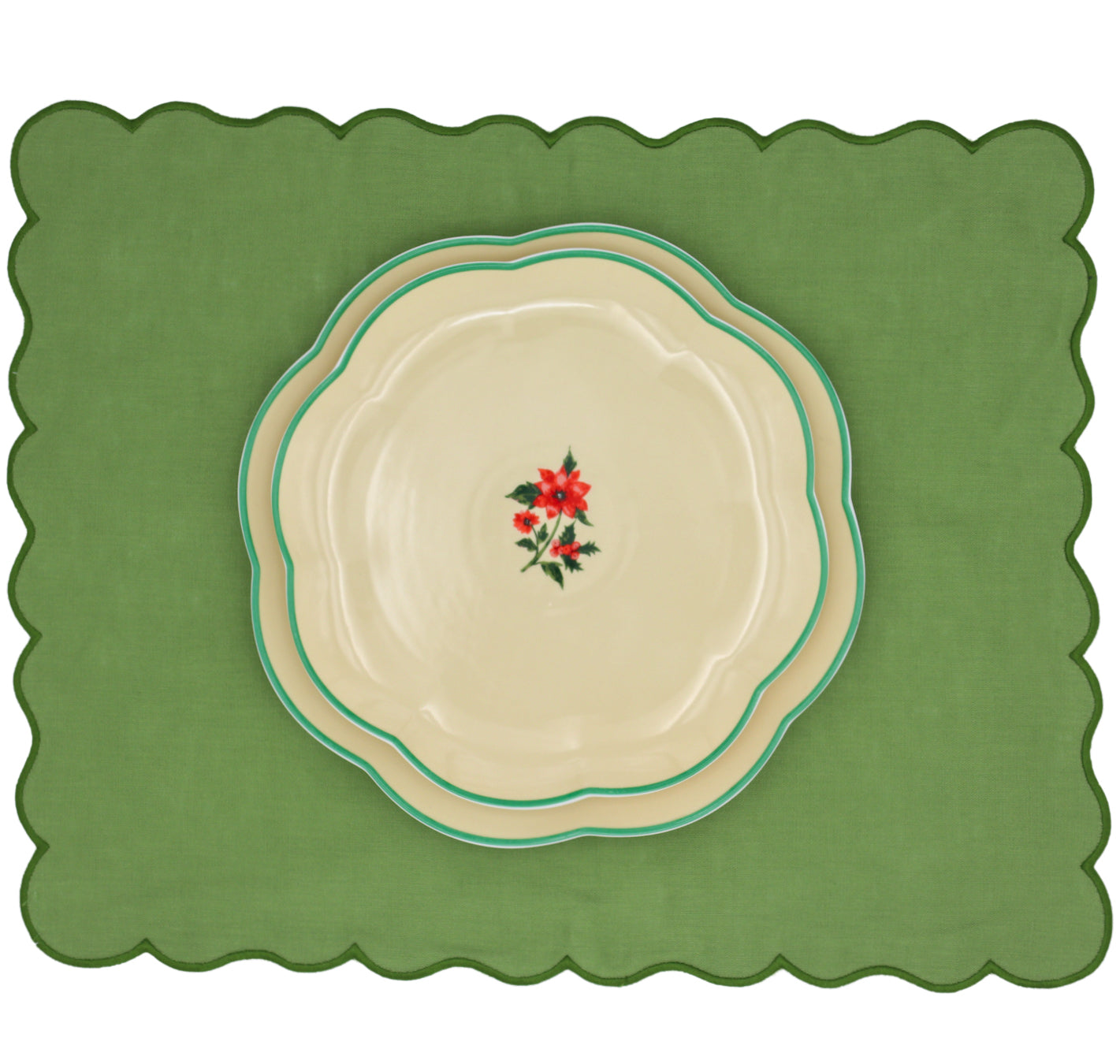 Fabled Flora Scalloped Dinner Plate - Set of 4 (+1 Bonus Plate)
