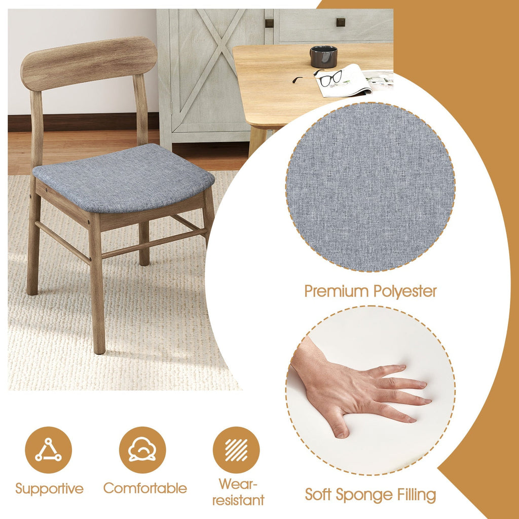 Fabric Upholstered Kitchen Armless Dining Chairs with Rubber Wood Frame Set of 2-Oak