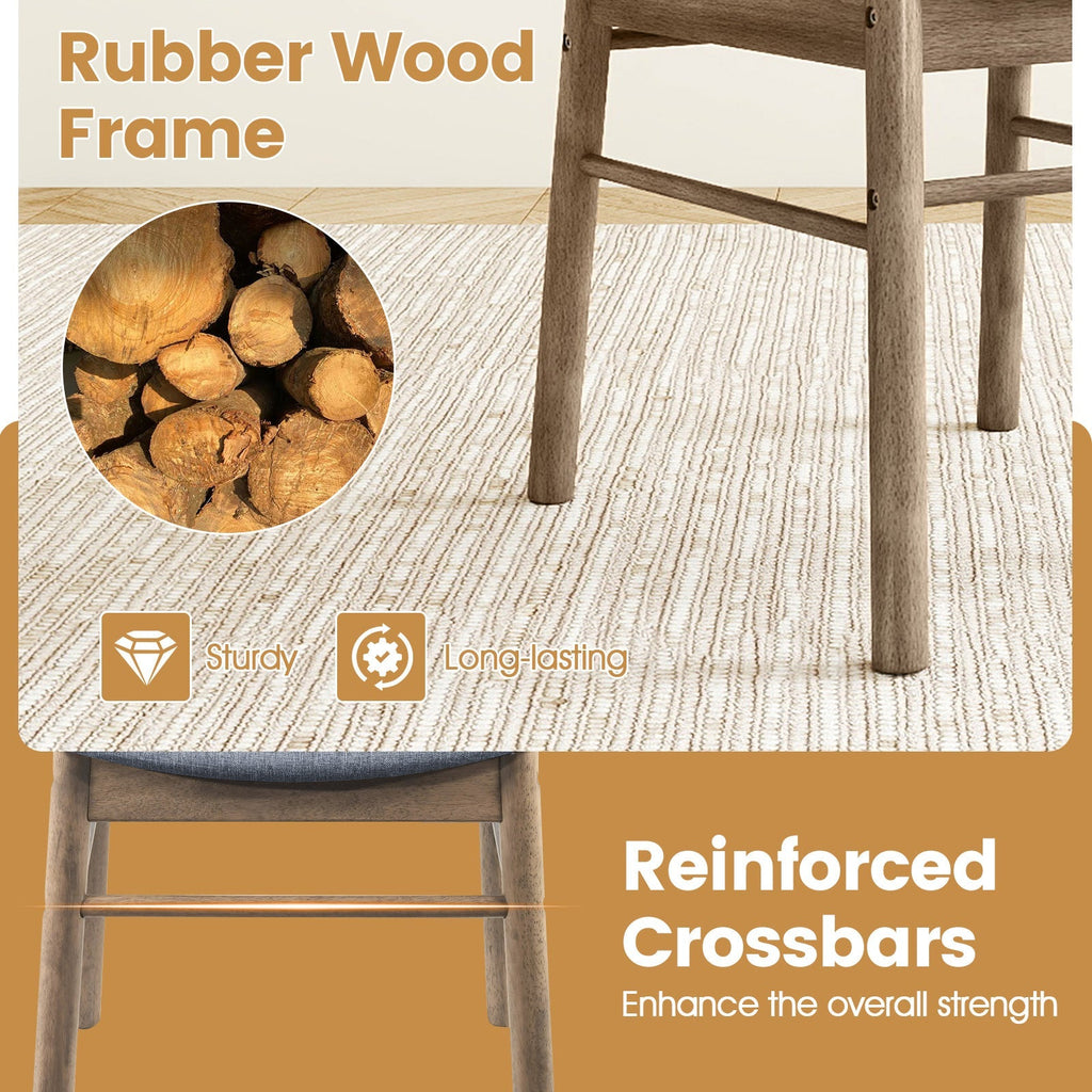 Fabric Upholstered Kitchen Armless Dining Chairs with Rubber Wood Frame Set of 2-Oak