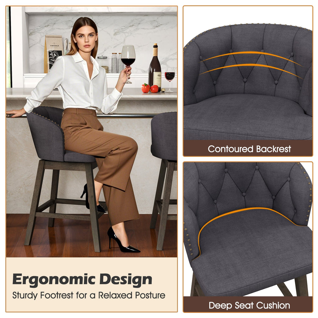 Counter Height Fabric Upholstered Bar Stools Set of 2