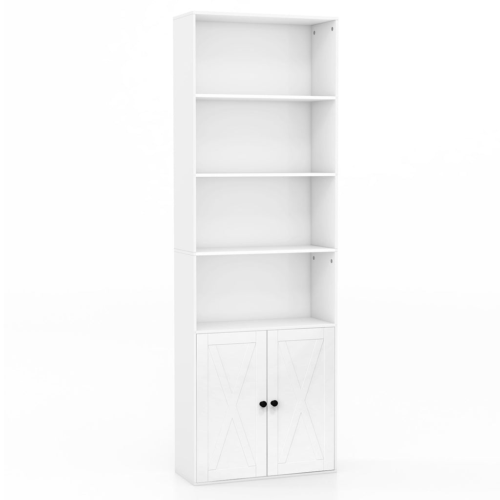 71 Inch Freestanding Bookshelf with 6 Shelves and 2-Door Cabinet