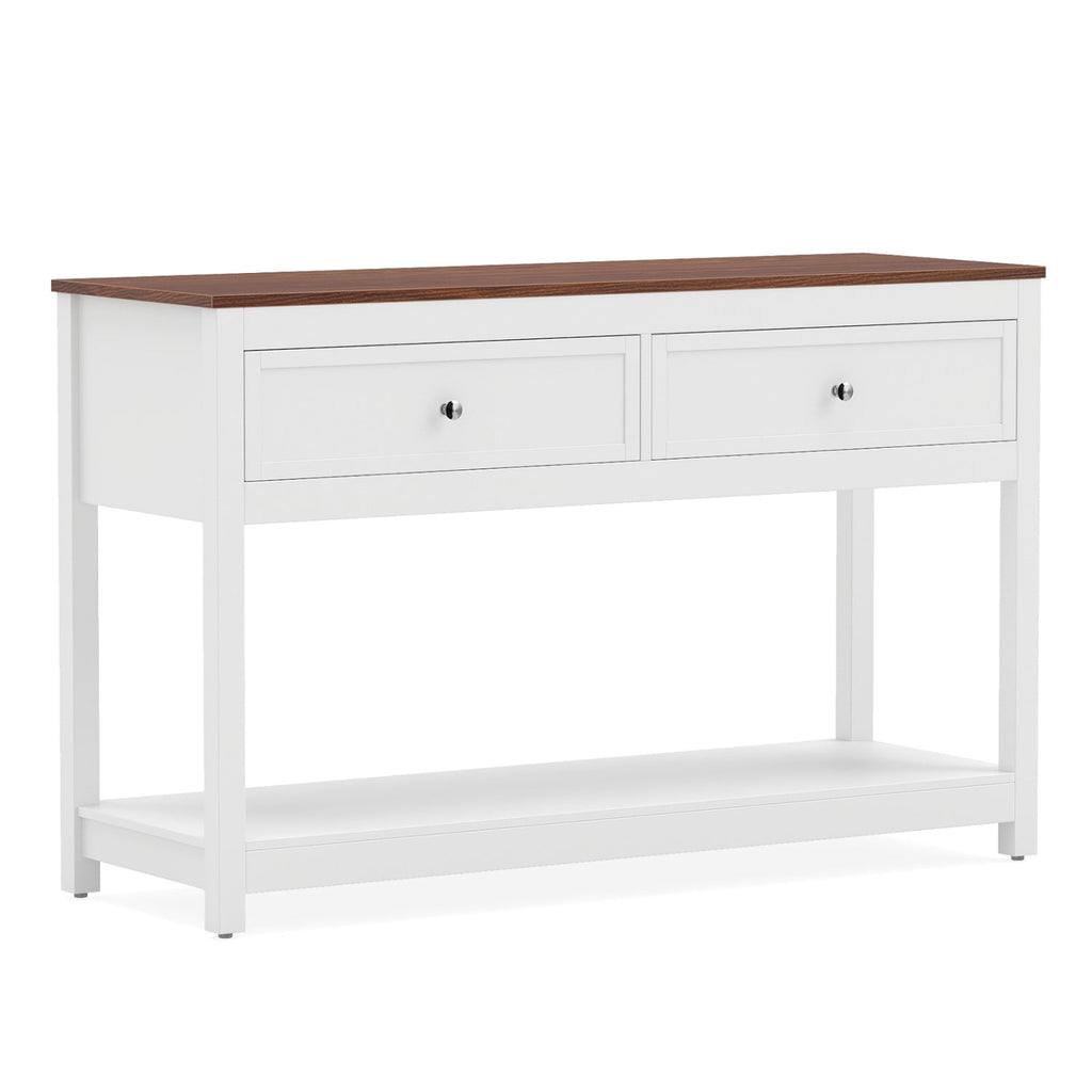 Console Table with 2 Drawers and Open Storage Shelf