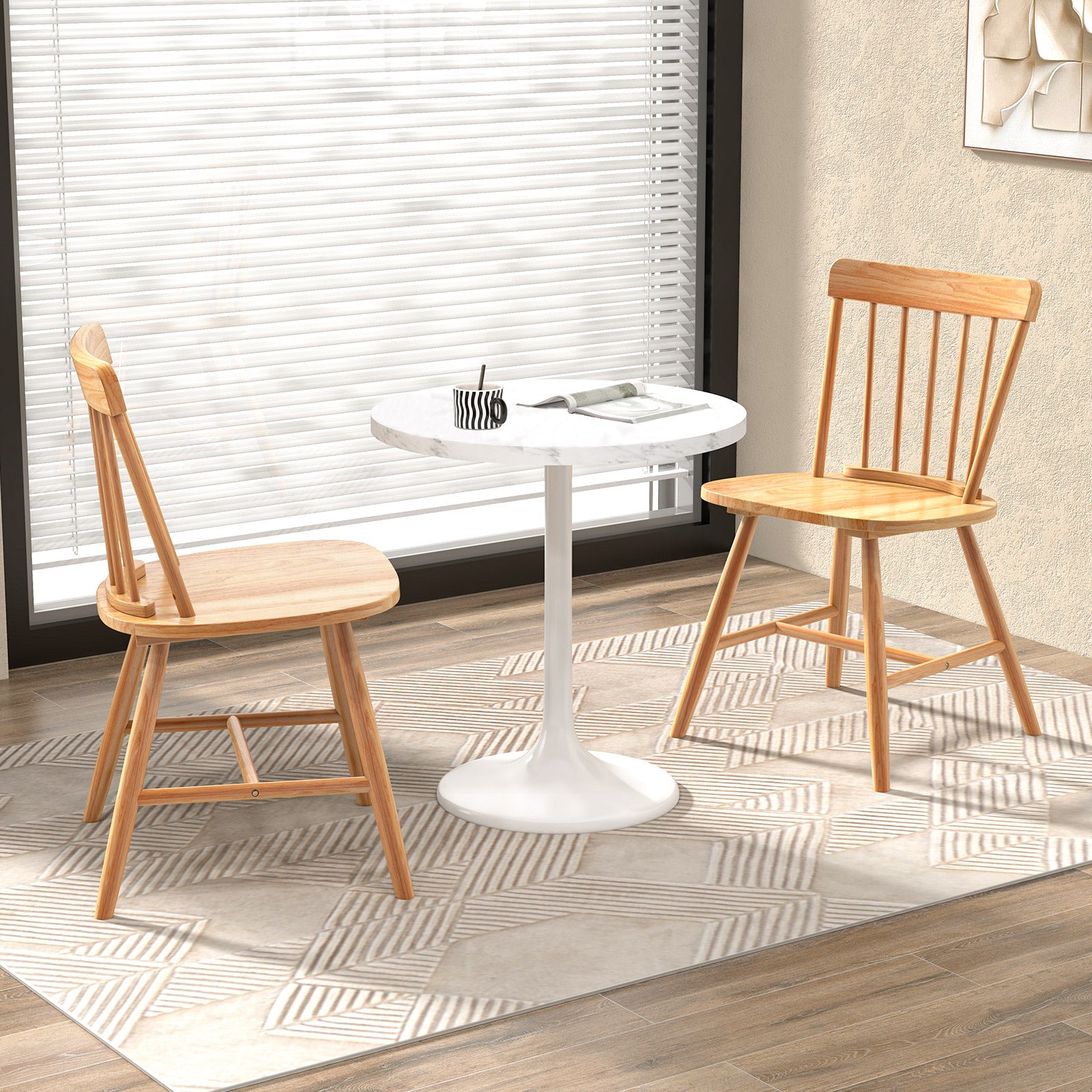 Farmhouse Kitchen Chair Set of 2 with Rubber Wood Frame