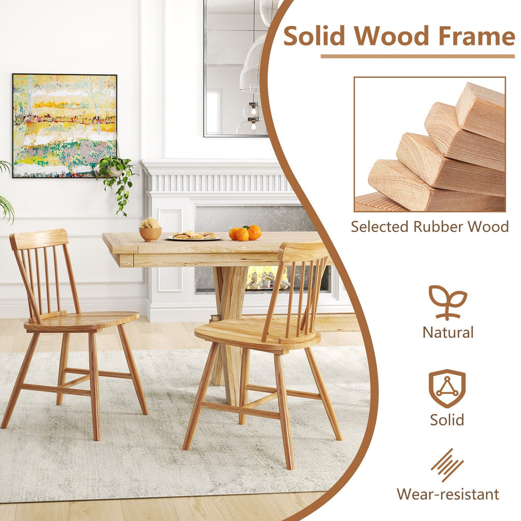 Farmhouse Kitchen Chair Set of 2 with Rubber Wood Frame