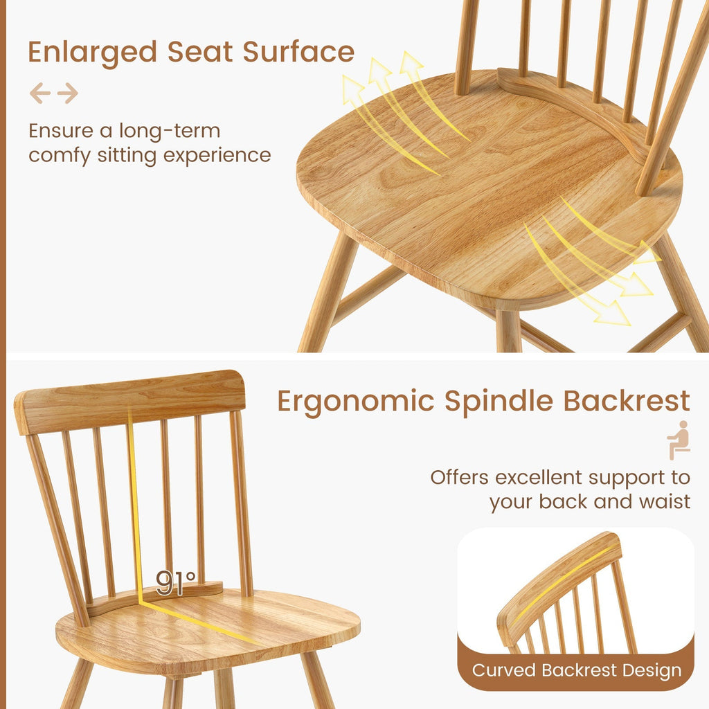 Farmhouse Kitchen Chair Set of 2 with Rubber Wood Frame