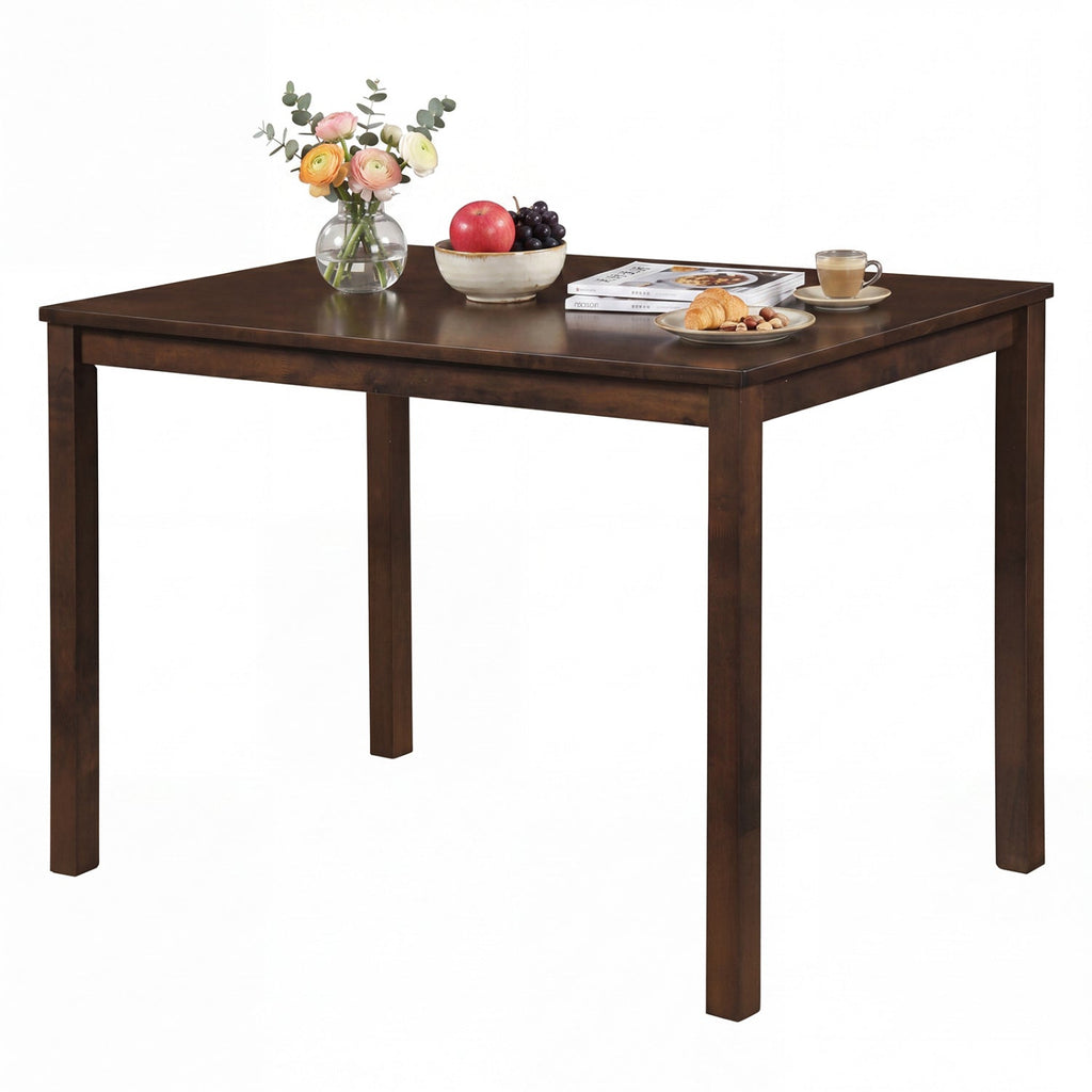 Farmhouse Dining Table for 4 with Solid Rubber Wood Frame