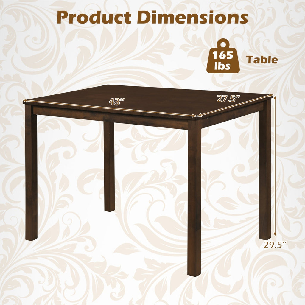 Farmhouse Dining Table for 4 with Solid Rubber Wood Frame