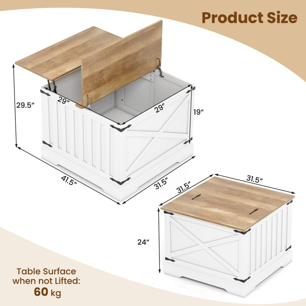 Farmhouse Lift Top Coffee Table with Hidden Storage Compartment