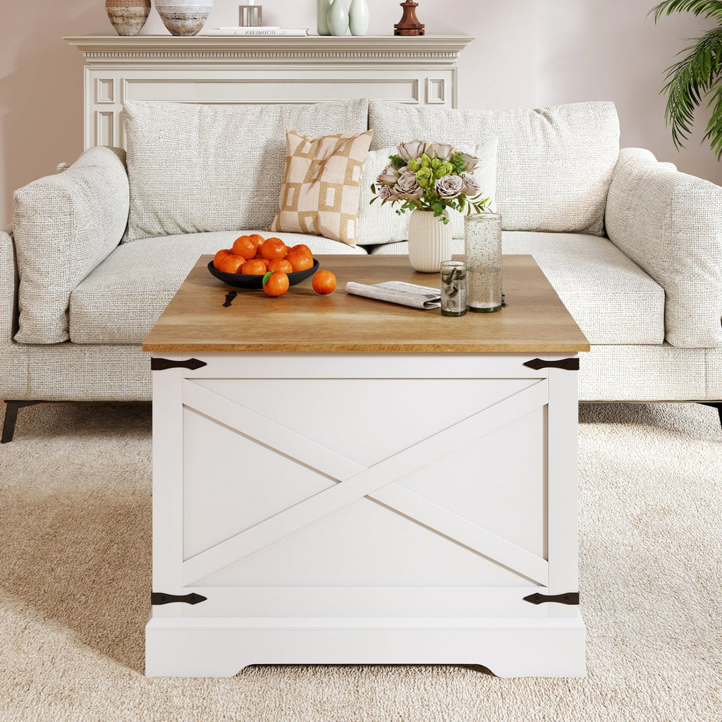 Farmhouse Lift Top Coffee Table with Hidden Storage Compartment