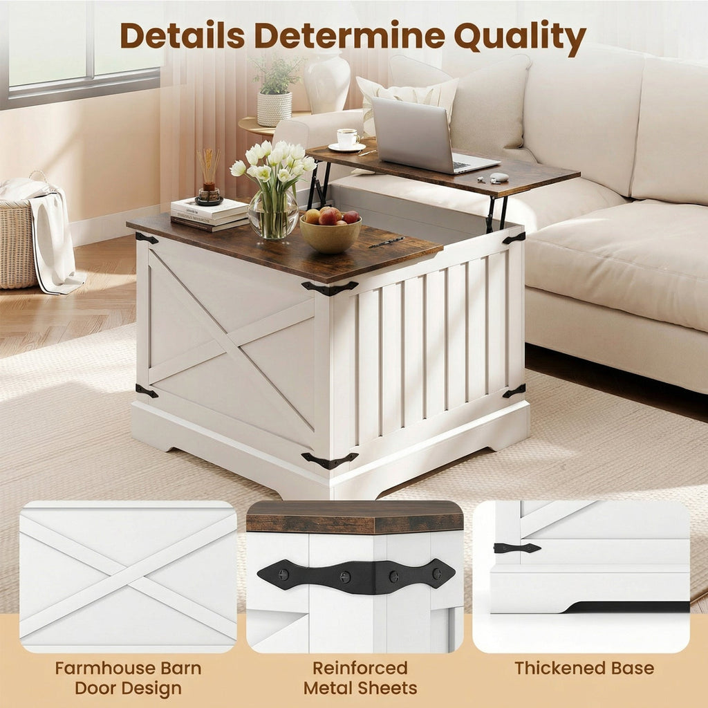 Farmhouse Lift Top Coffee Table with Hidden Storage Compartment