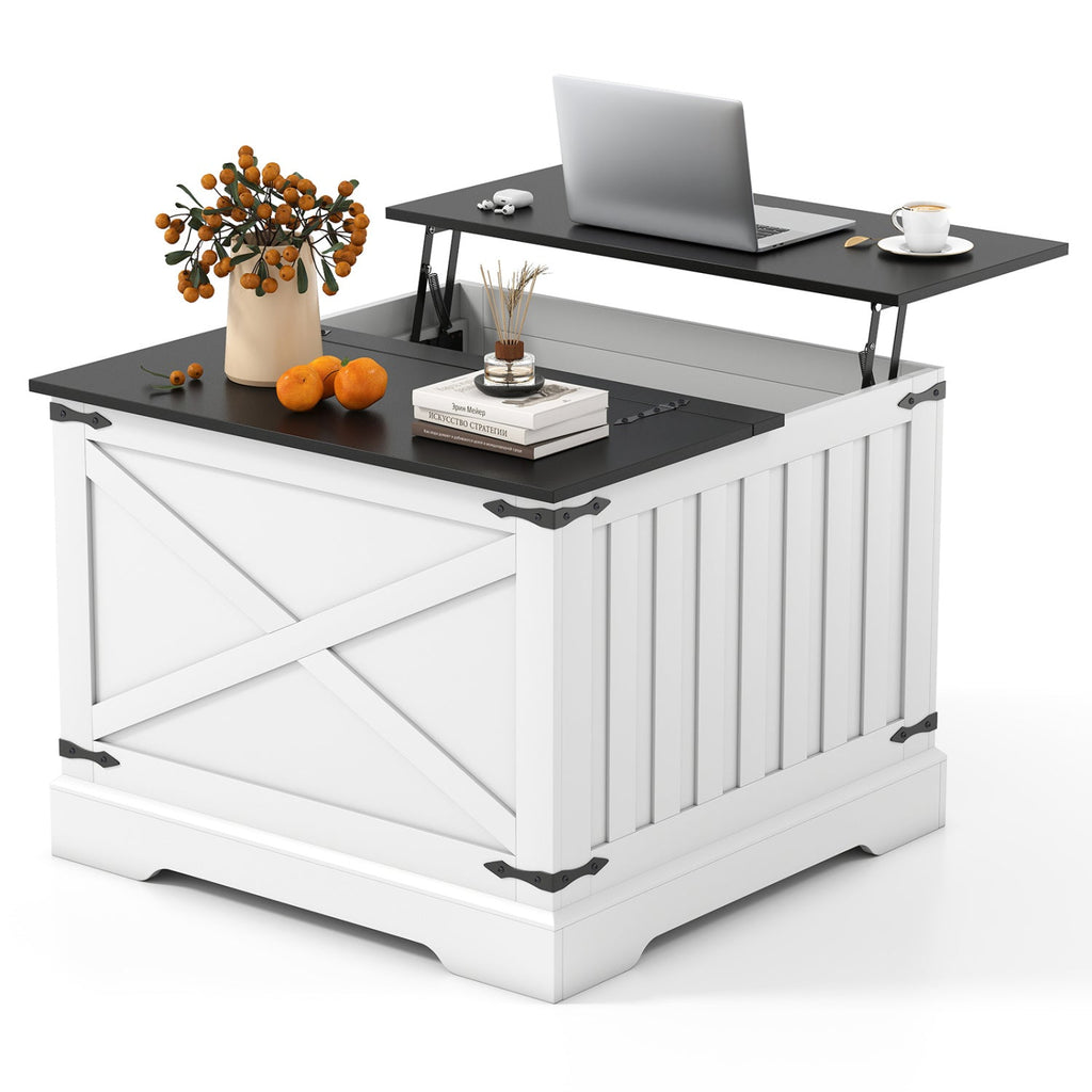 Farmhouse Lift Top Coffee Table with Hidden Storage Compartment