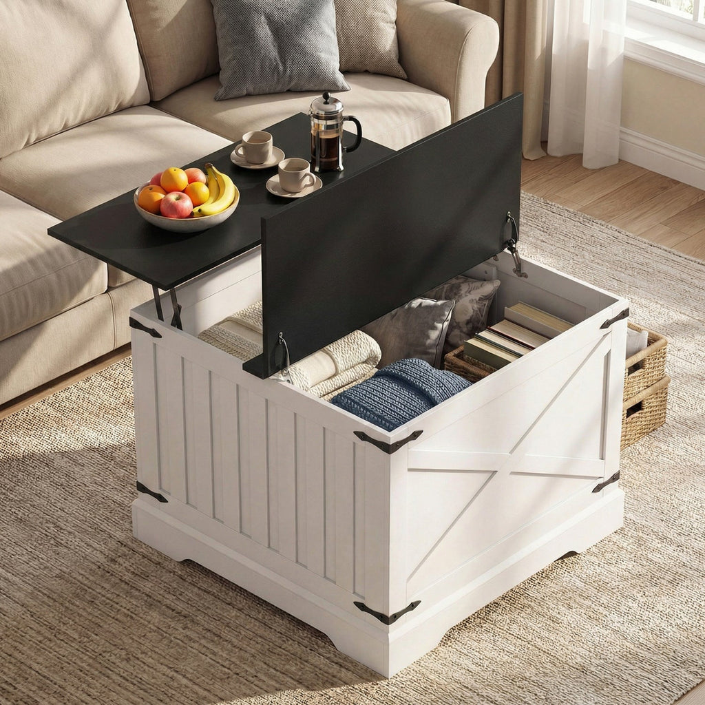 Farmhouse Lift Top Coffee Table with Hidden Storage Compartment