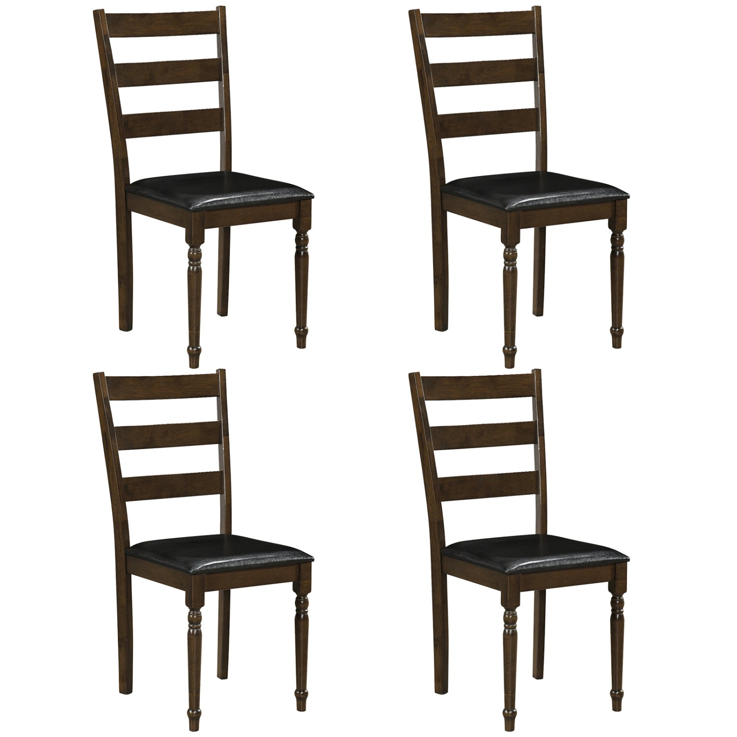 Dining Chairs Set of 4 - Farmhouse PU Leather Upholstered
