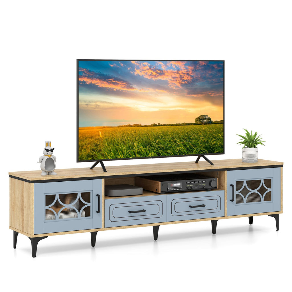 Farmhouse TV Stand for TVs up to 80 Inch with 2 Drawers