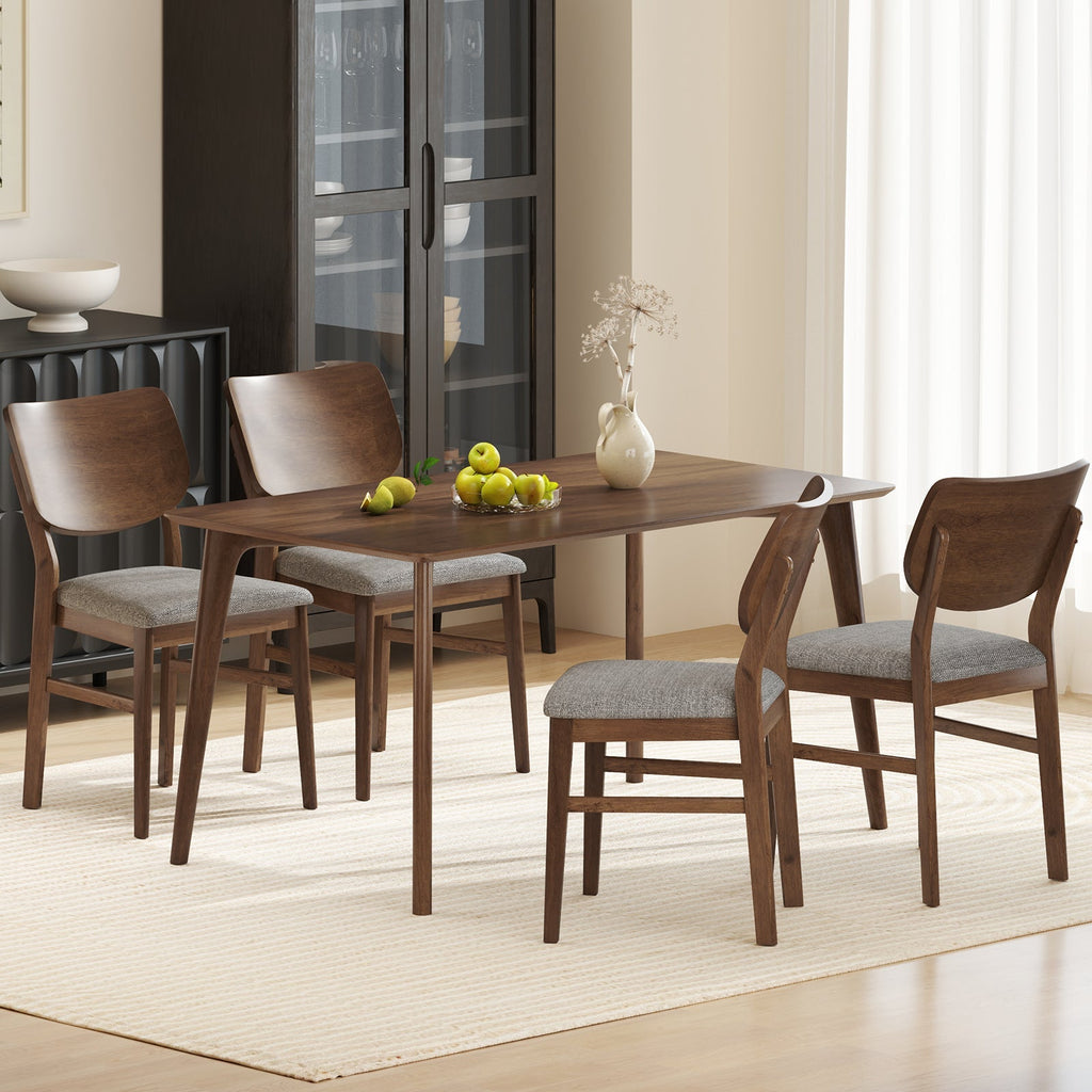 Farmhouse Upholstered Kitchen Chairs Set of 2 with Rubber Wood Frame