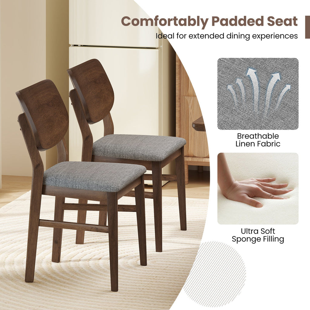 Farmhouse Upholstered Kitchen Chairs Set of 2 with Rubber Wood Frame