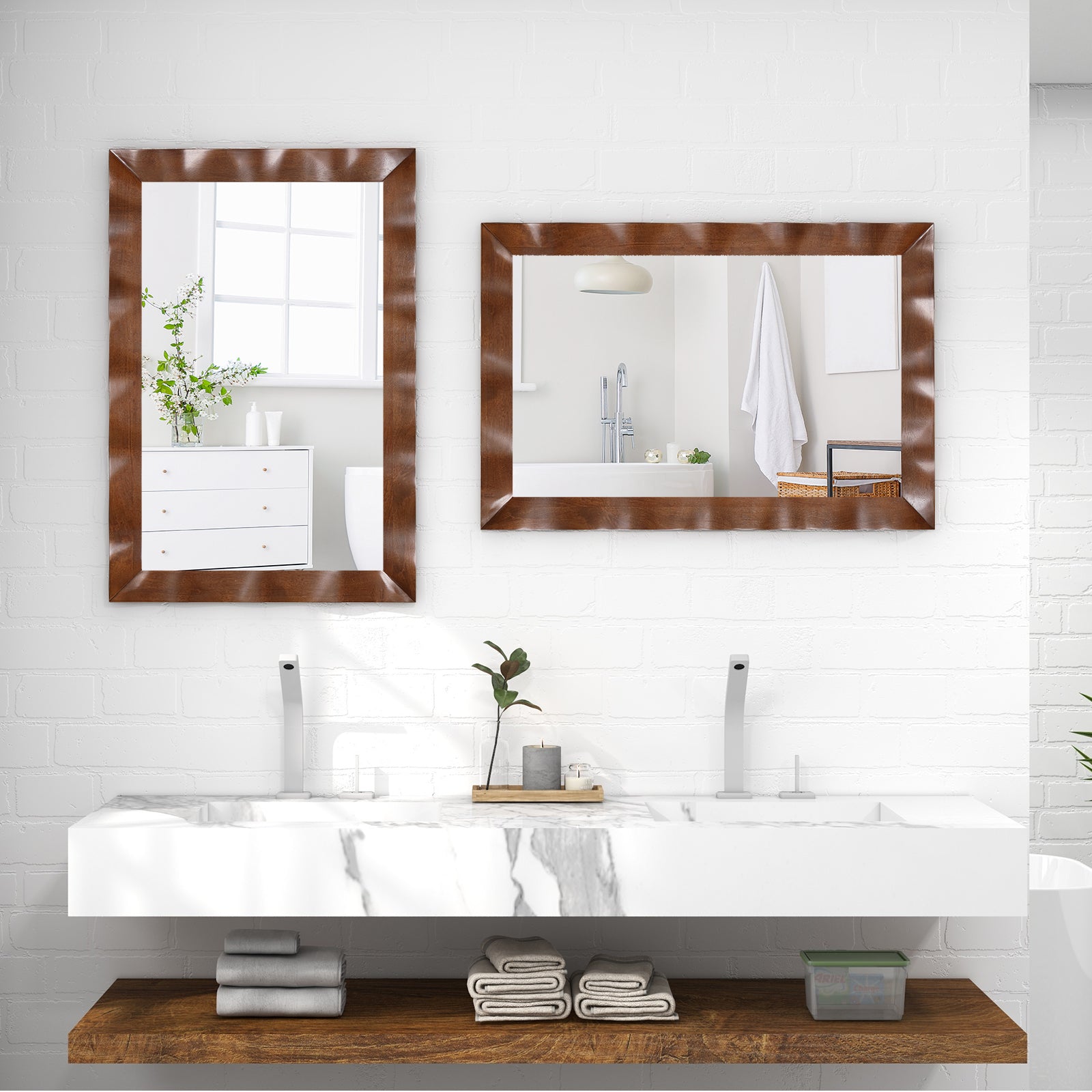 41.5 x 28 inches Farmhouse Wall Mirror with Solid Wood Frame