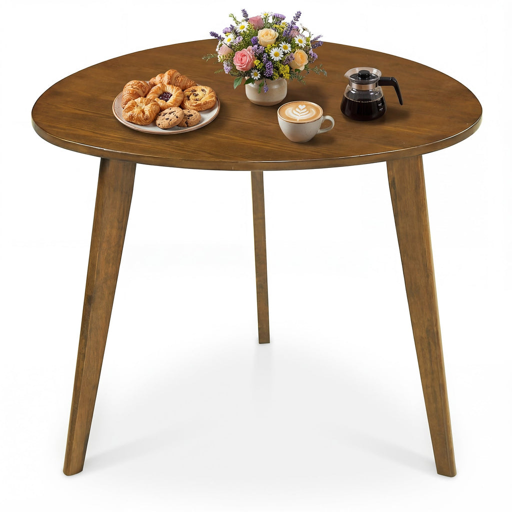 Farmhouse Wooden Round Dining Table for 4-Walnut