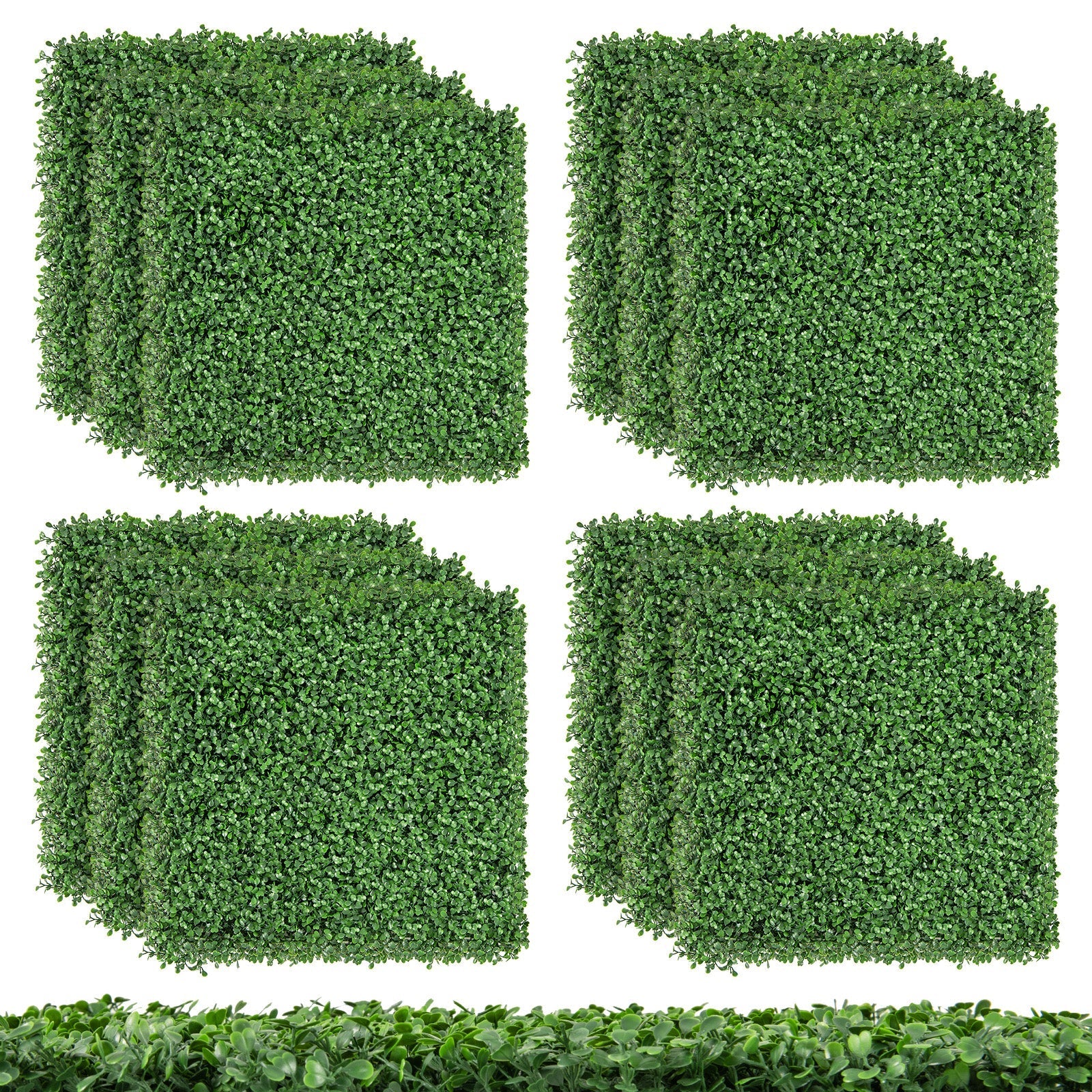 12 Pieces 20 x 20 Inch Artificial Boxwood Wall Panels with Insertable Branches