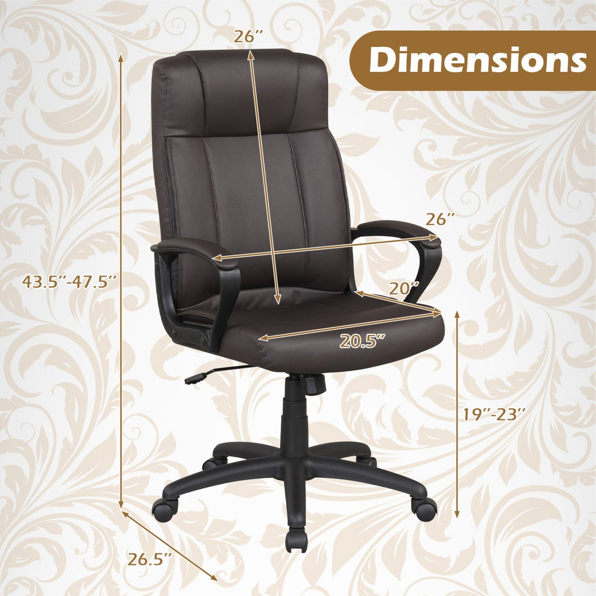 Ergonomic Office Chair with Rocking Function - Faux Leather