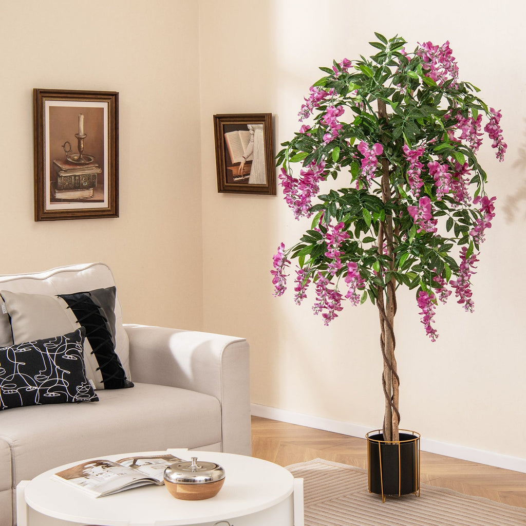 5.5 FT Faux Wisteria Plant in Nursery Pot with Blooming Flowers