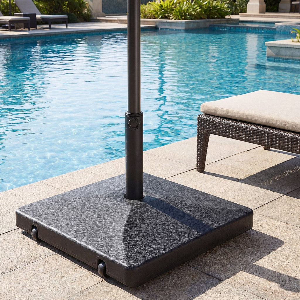 Fillable Umbrella Base 90 LBS Heavy Duty with 2 Wheels-Black