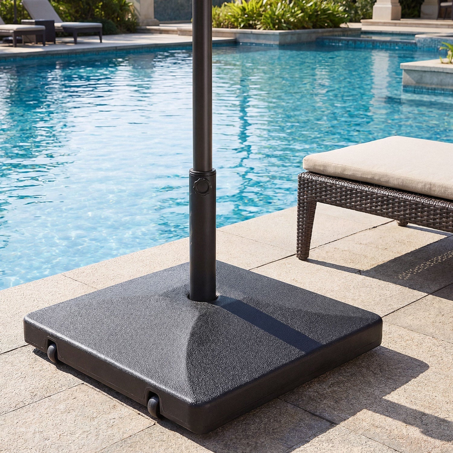 Fillable Umbrella Base 90 LBS Heavy Duty with 2 Wheels-Black