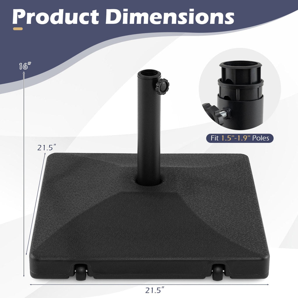 Fillable Umbrella Base 90 LBS Heavy Duty with 2 Wheels-Black
