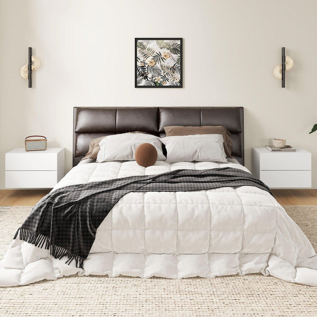 Floating Nightstand with Drawers and Storage Shelf