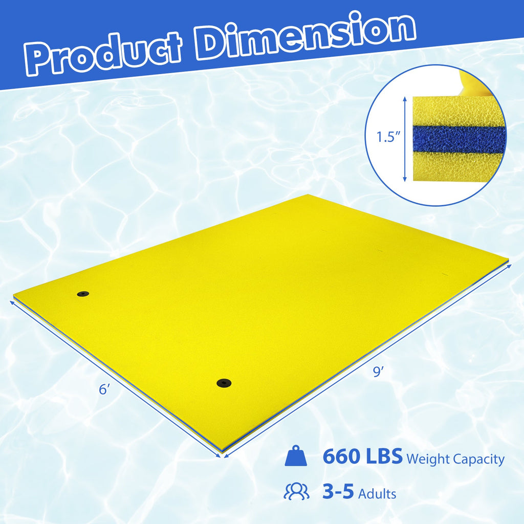 9' x 6' 3 Layer Floating Water Pad Foam Mat