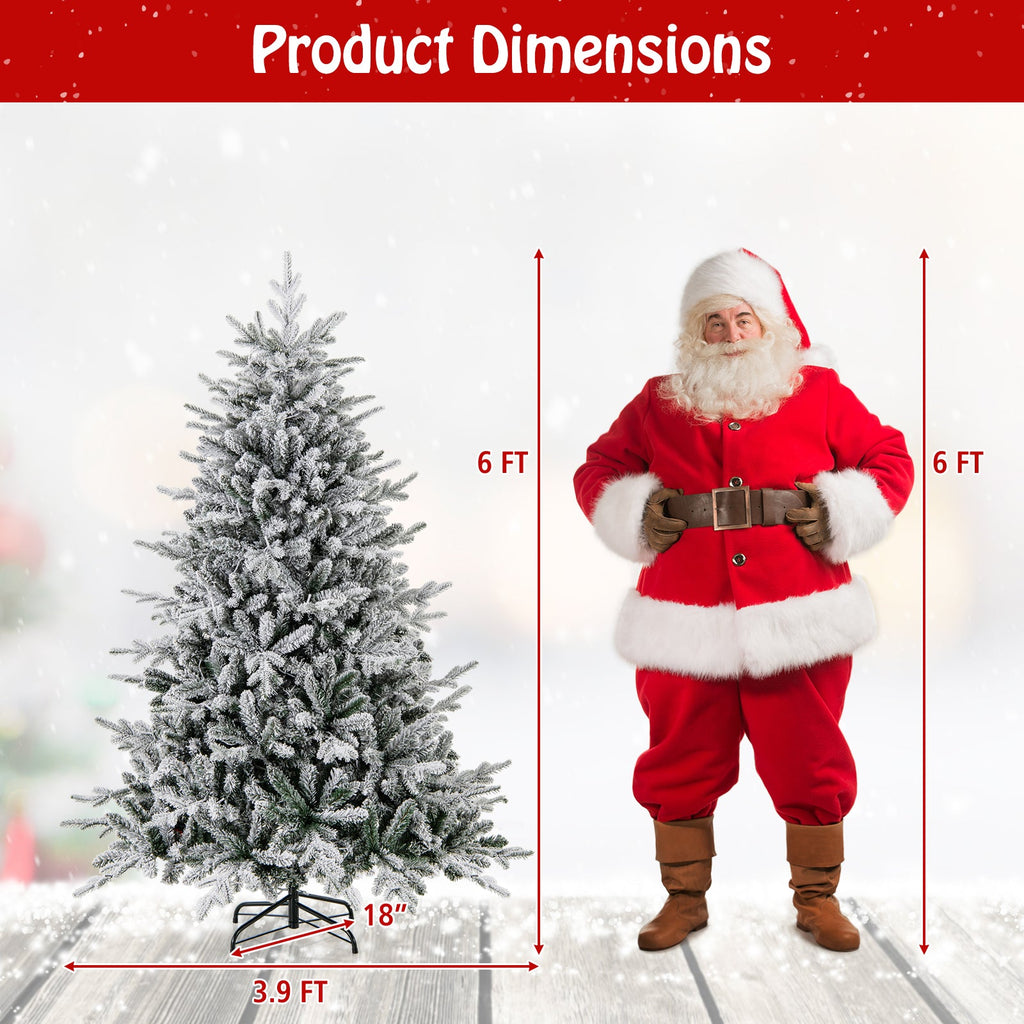 7 Feet Flocked Christmas Tree with 8 Lighting Modes and Multi-Color LED Lights