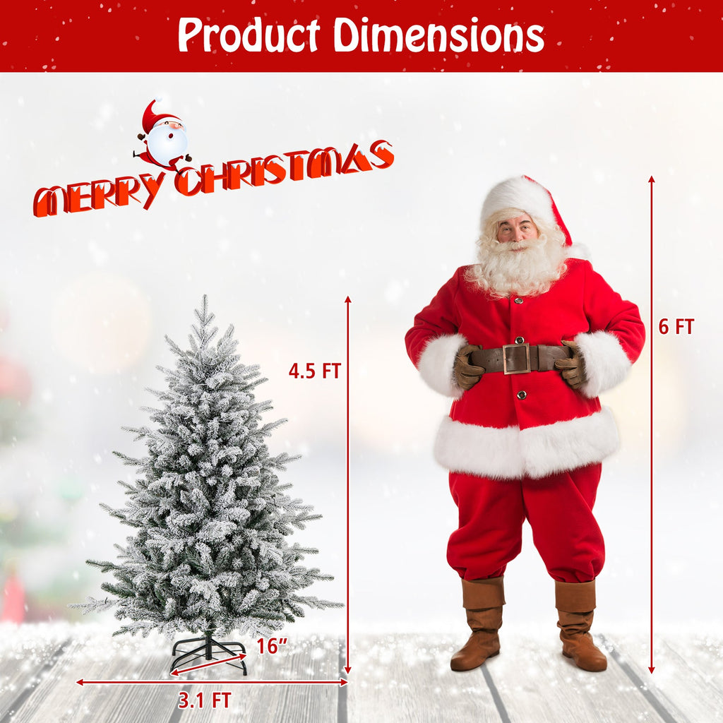 7 Feet Flocked Christmas Tree with 8 Lighting Modes and Multi-Color LED Lights