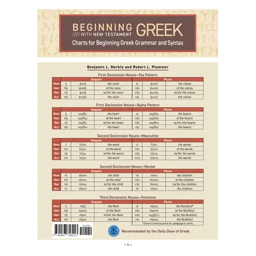 Charts for Beginning Greek Grammar and Syntax: A Quick Reference Guide to Beginning with New Testament Greek - Paperback