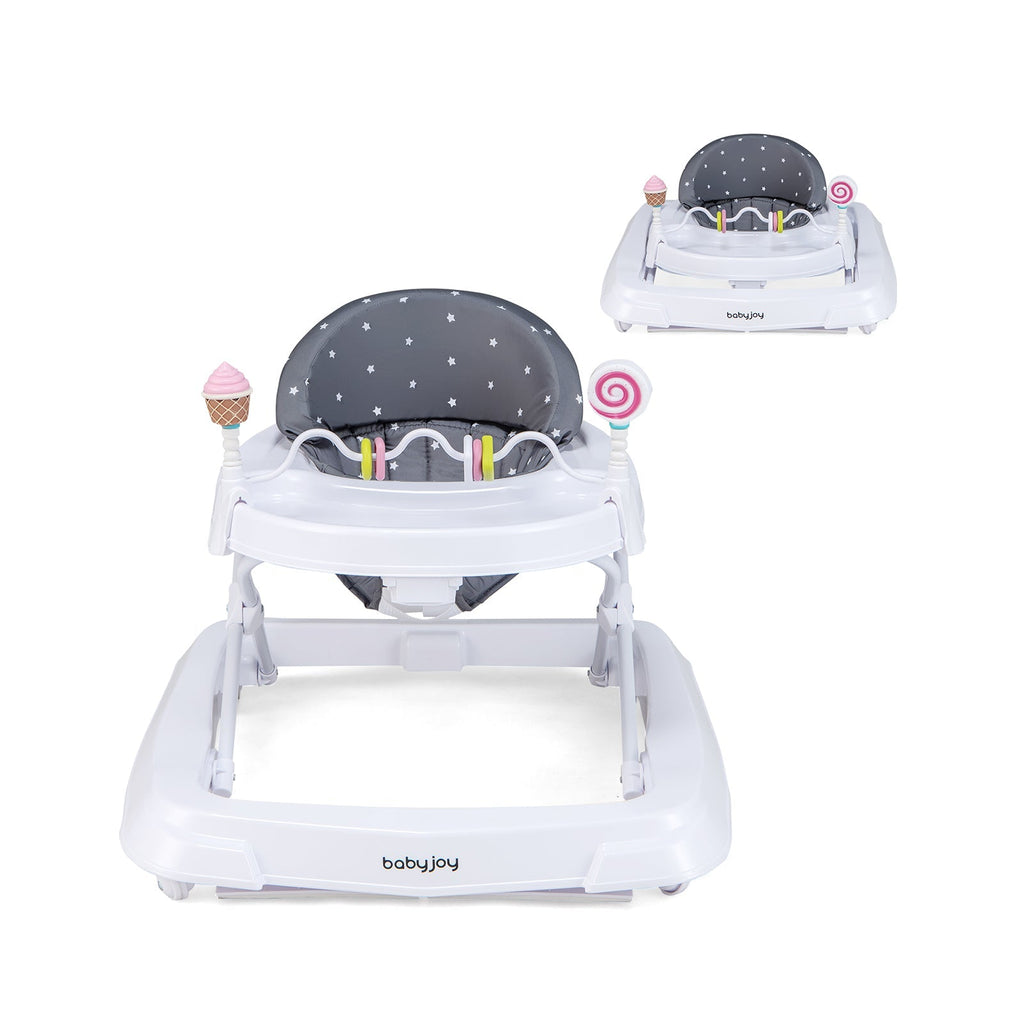 Foldable Baby Activity Walker with Adjustable Height and Detachable Seat Cushion