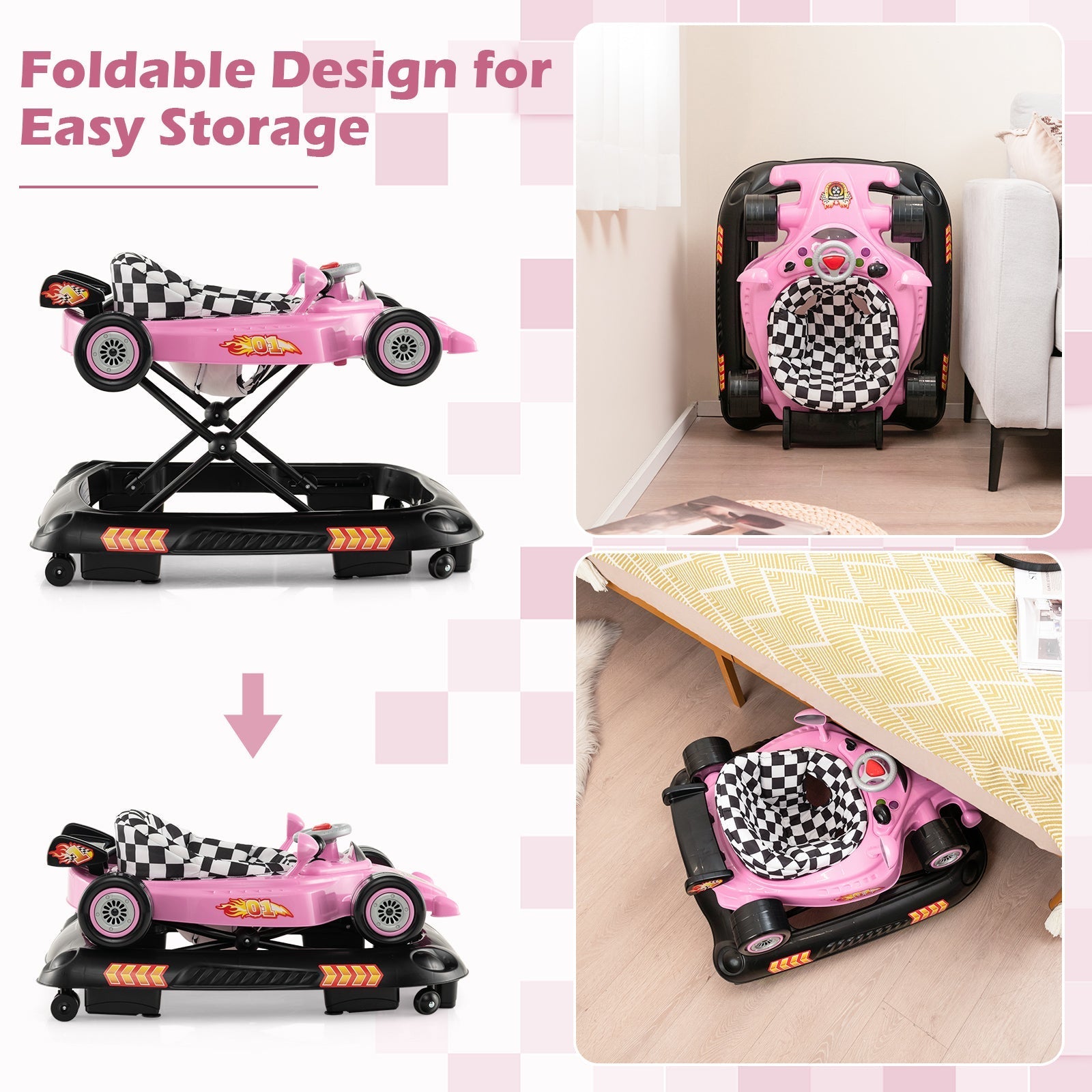 Convertible Baby Walker with 3 Adjustable Height Settings