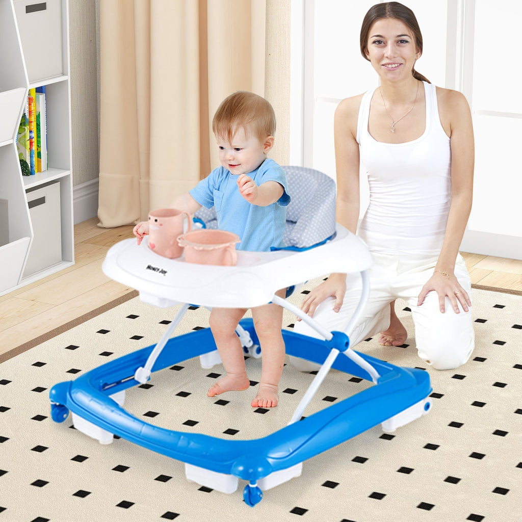 Foldable Baby Walker with 3 Adjustable Heights and Padded Seat