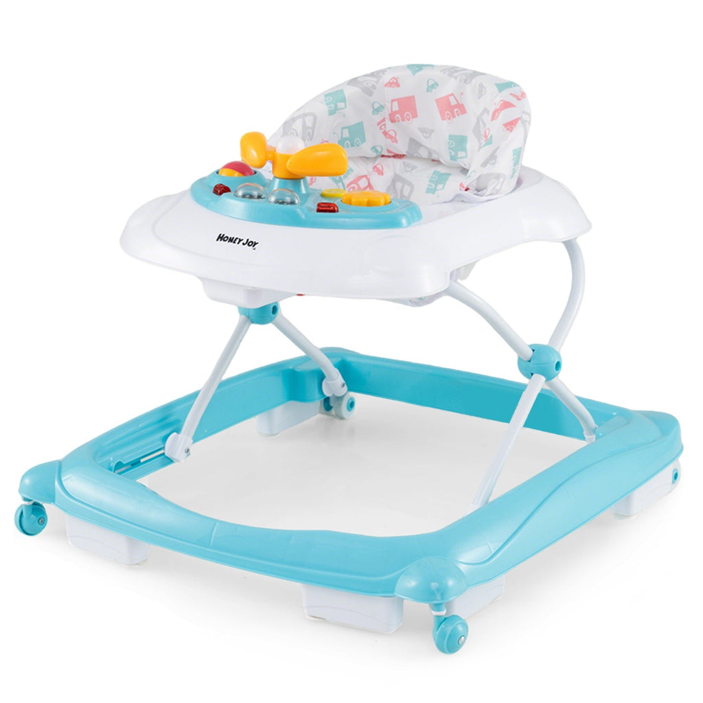 Foldable Baby Walker with 3 Adjustable Heights and Padded Seat